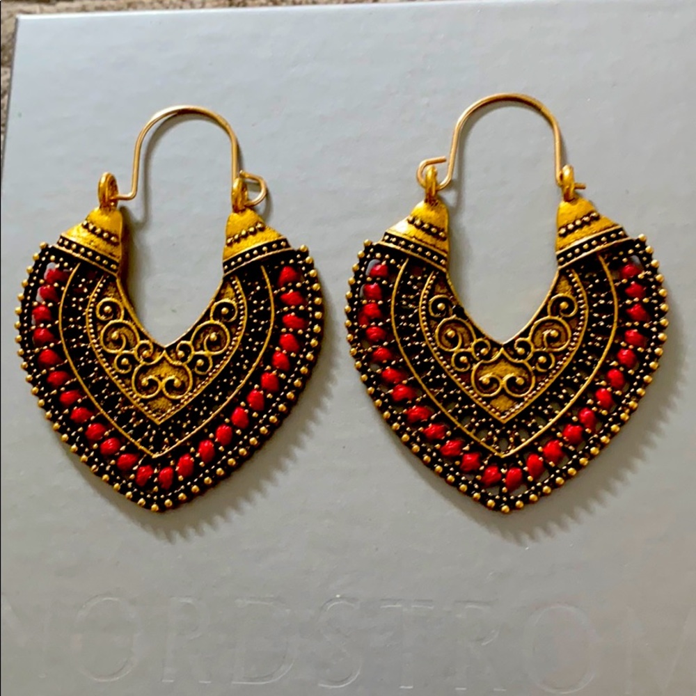 Vintage Gold Silver Color Heart Earrings